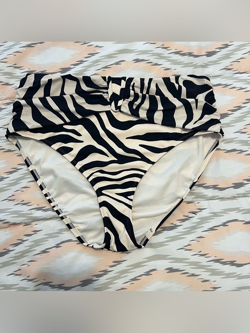 High-Waist Zebra Print Bikini Bottoms